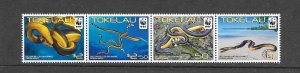 TOKELAU #386-9   WWF SEA SNAKES   MNH