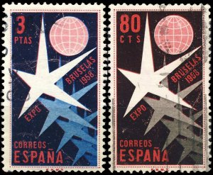 ESPAGNE / SPAIN / ESPAÑA 1958 Brussels Exhibition Set Mi.1117/18 - Yv.911/12 °