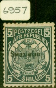 Swaziland 1889 5s Slate-Blue SG8b Swazilan Error Good Lightly Mtd Mint F.S.A ...