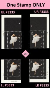 US 3237 Ballet 32c plate single P3333 MNH 1998