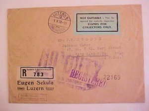 SWITZERLAND COVER BOOKLET SE-TENANT TETE BECHE REGISTERED LUZERN 1928 B/S USA