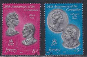 Jersey # 195-196, QE Coronation Anniversary, Used