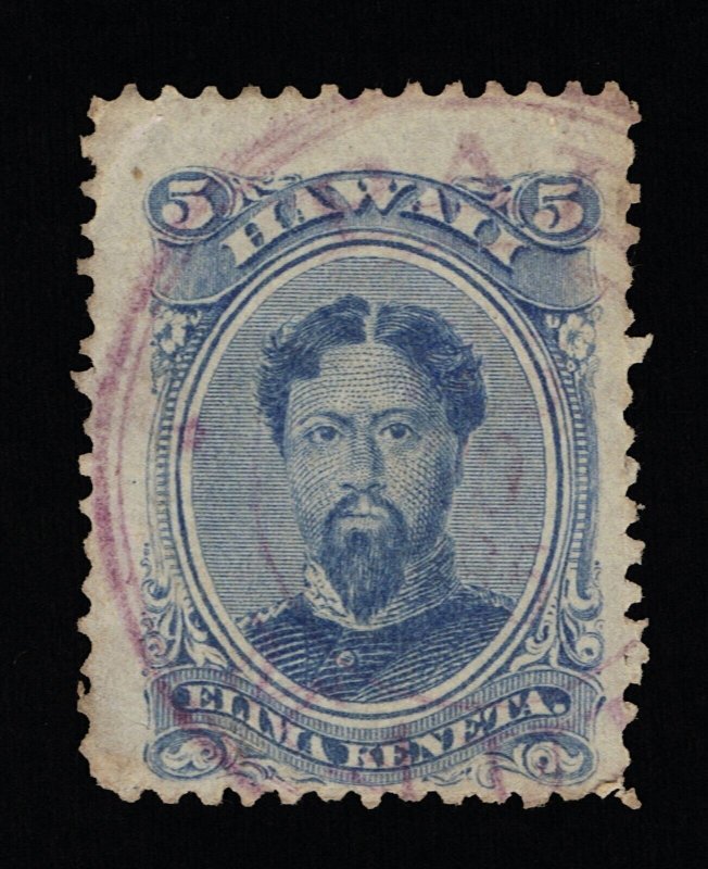 VERY NICE GENUINE HAWAII SCOTT #39 F-VF 1882 ULTRAMARINE ON WOVE PAPER 18966