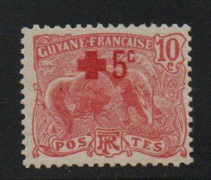 French Guiana Scott B2 Red Cross surcharge stamp of 1915 typical centering