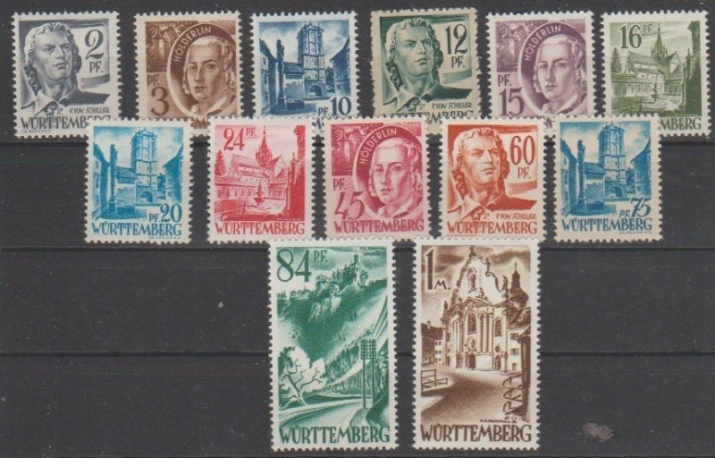 Mi:   1/13   MNH   1948  Wuerttemberg