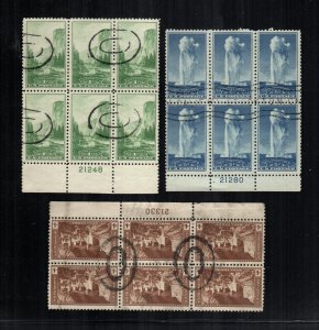 US 744 743 740  used  plate blocks