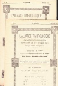 Alliance Timbrologique - 1898 #1/11, 1899 #12/22, 1900 23/34, 1901 35/36