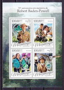 Mozambique, 2016 issue. Scout B. Powell, 75th Anniversary sheet of 4.