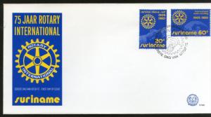 Surinam 1980 75th Anniv. of Rotary International Emblem Sc 547-48 FDC # 16210