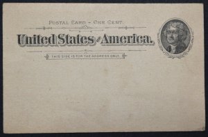 1894 US Sc. #UX12 mint face postal card, poor to fair shape (see description)