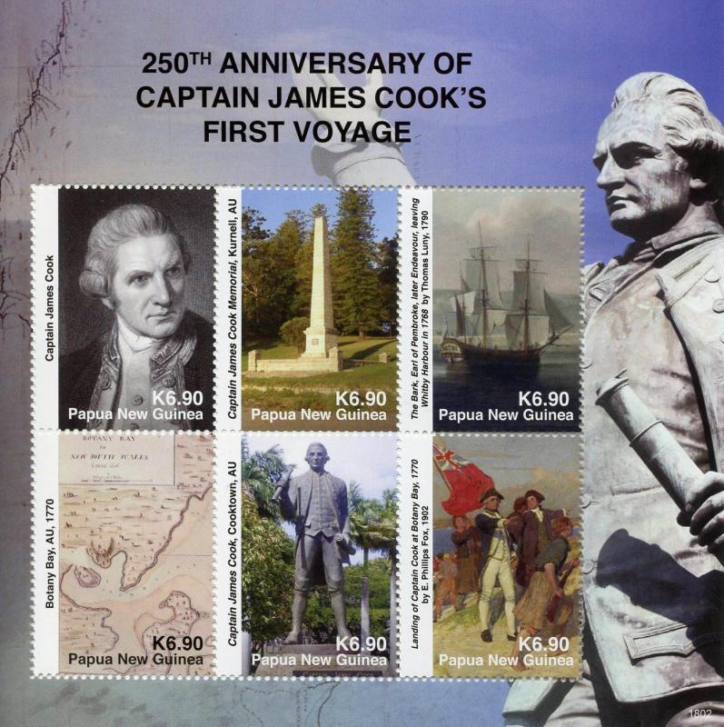 Papua New Guinea 2018 MNH Capt James Cook 1st Voyage 6v M/S Boats Ships Stamps 