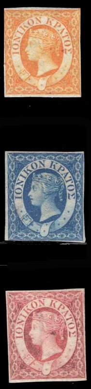 MOMEN: IONIAN ISLANDS SG #1-3 1859 MINT OG H £200+ LOT #66504