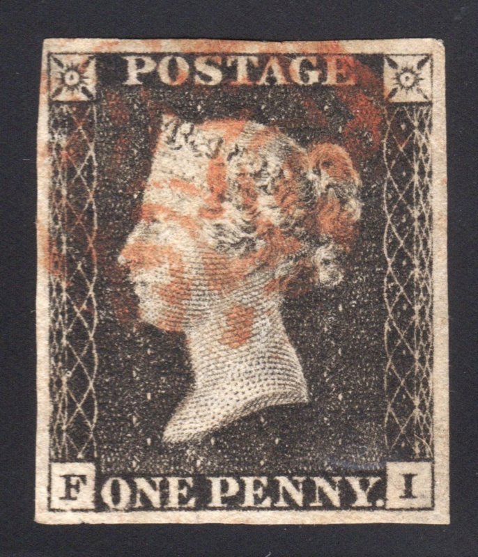 Great Britain Penny Black FI Four Margins