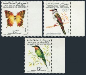 Comoro Islands 426-428, MNH. Michel 520-522. Fauna 1979. Butterfly, Birds.