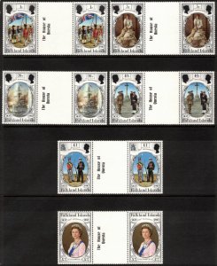 FALKLAND ISLANDS 1983 Centennial Gutter Pairs; Scott 360-70, SG 439-49; MNH