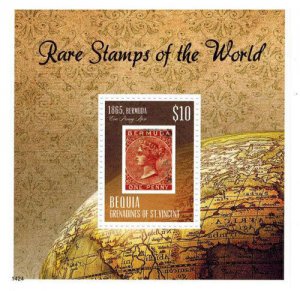 BEQUIA 2014 - RARE STAMPS OF THE WORLD: BERMUDA STAMP SOUVENIR SHEET MNH