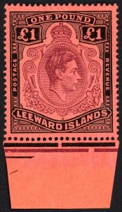 Leeward Is SG114b One Pound Brown Purple and Black/Salmon Perf 14 U/M