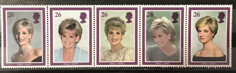 Great Britain 1998 #1795a Strip of 5, MNH, CV $3.50