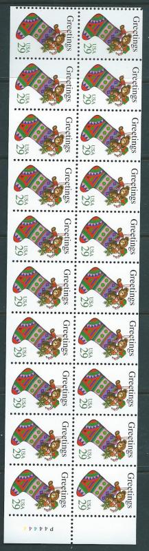 US#2872a Christmas Booklet pane of 20 (MNH) CV $12.50