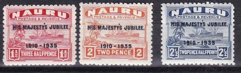 Nauru 1935 Complete (4) Stamps Overprinted in Black His Magesty's Jubilee VF/NH