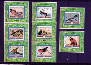 MANAMA 1971 JAPANESE PAINTINGS/ANIMALS SET OF 8 DELUXE S/S MNH