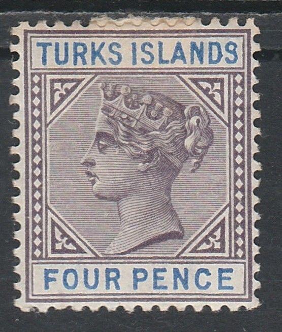 TURKS ISLANDS 1893 QV 4D 