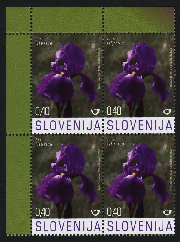 Slovenia 747-9 TL Blocks MNH Flowers, Paeonia, Iris