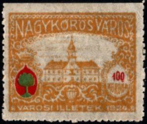 1924 Hungary Local Revenue 100 Korona City Of Nagykőrös City Fees 1924