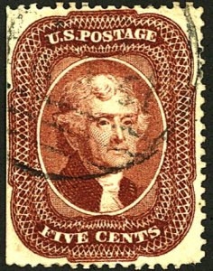 U.S. #28 USED STRAIGHT EDGE 