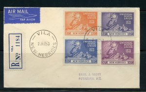 NEW HEBRIDES 1949 UPU REG- FIRST DAY COVER MAILED TO PUTARURU NEW ZEALAND