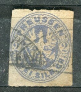 GERMANY; PRUSSIA 1860s early classic rouletted issue used 2gr. value