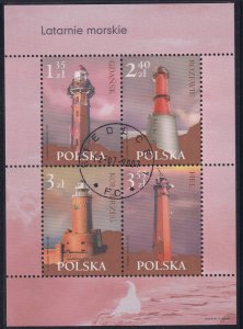 Poland 2007 Sc 3865 Gdansk Rozewie Kolobrzeg Hel Lighthouse Stamp SS CTO NH