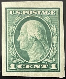 Scott #481 1916 1¢ Washington unwatermarked flat plate imperforate unused HR