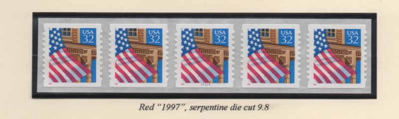 Scott# 2915D   plate # 11111    MNH strips of 5