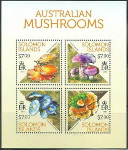 SOLOMON ISLANDS 2013 AUSTRALIAN MUSHROOMS SHEET OF FOUR STAMPS