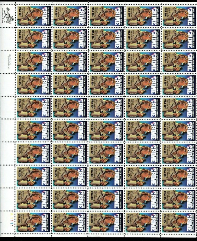 2098 - 2101 McGruff The Crime Dog  20¢ Sheet of 50  MNH Take A Bite Out of Crime