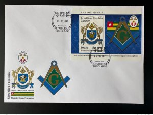 Togo 2022 FDC S/S Gold Block Mi. ? 50 Years Grand Lodge Regular Freemasons-