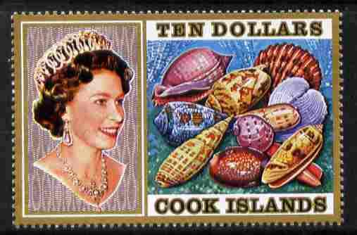 Cook Islands 1974 Sea Shells $10 definitive unmounted min...