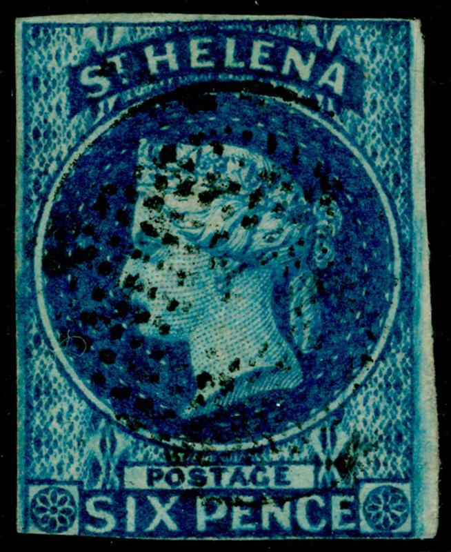 ST. HELENA SG1, 6d blue, FINE USED. Cat £180.