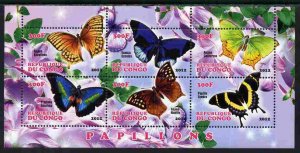 CONGO B. - 2012 - Butterflies of the World #2 - Perf 6v Sheet -MNH-Private Issue