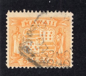 Hawaii 1894 1c yellow Arms, Scott 74 used, value = $1.50