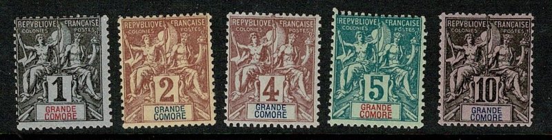 Grand Comoro #1-5 MH first issues