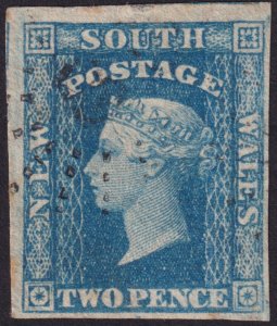 Australian States - New South Wales 1856 #33 2d Pale Blue fvf u vf