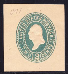 U.S. Cut Square 1887 U311 & U312  2cent green + 2cent  grn amber  VF