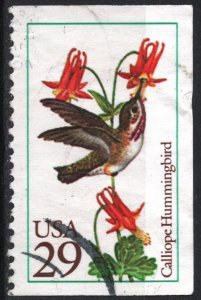 SC#2646 29¢ Hummingbirds: Calliope Hummingbird Booklet Single (1992) Used