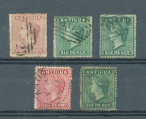 Antigua 1864-86 sg.6, 8, 18, 25, 30 used 