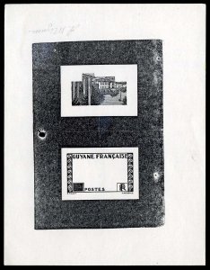 French Colonies, French Guiana, 1929 artist signed master die proof of frame ...