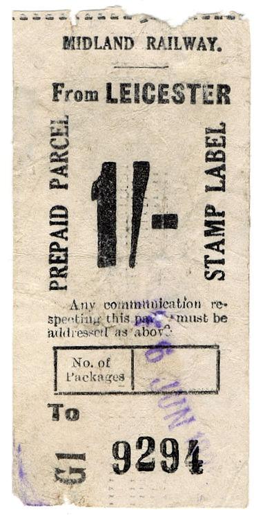 (I.B) Midland Railway : Parcel Stamp 1/- (Leicester)