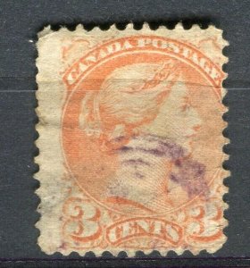 CANADA; 1870 classic QV Small Head issue fine used Shade of 3c. value