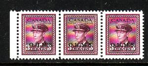 Canada-id#87b-O3i official strip showing narrow spacing variety in left 2 st